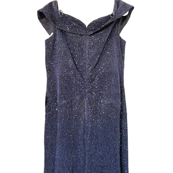 Xscape Women's Sequined Floor-Length Dress in Navy, Size 18W-NWT - Picture 7 of 10